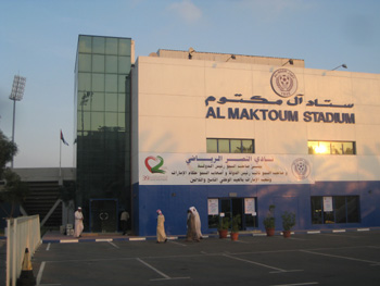 Tribüne im Al Maktoum Stadium