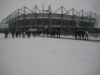 Borussia-Park im Schnee