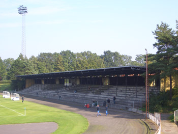 Die Haupttribne im Gentofte Stadion