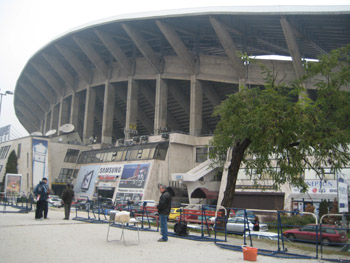 Auenansicht der Haupttribne des Stadion Gradski in Skopje