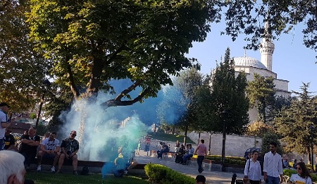 Vor Abfahrt der Busse