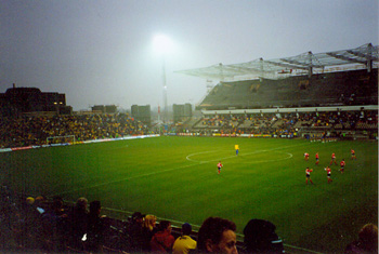 Das Bröndby-Stadion während des Umbaus