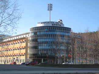 Außenansicht der Norrporten Arena in Sundsvall
