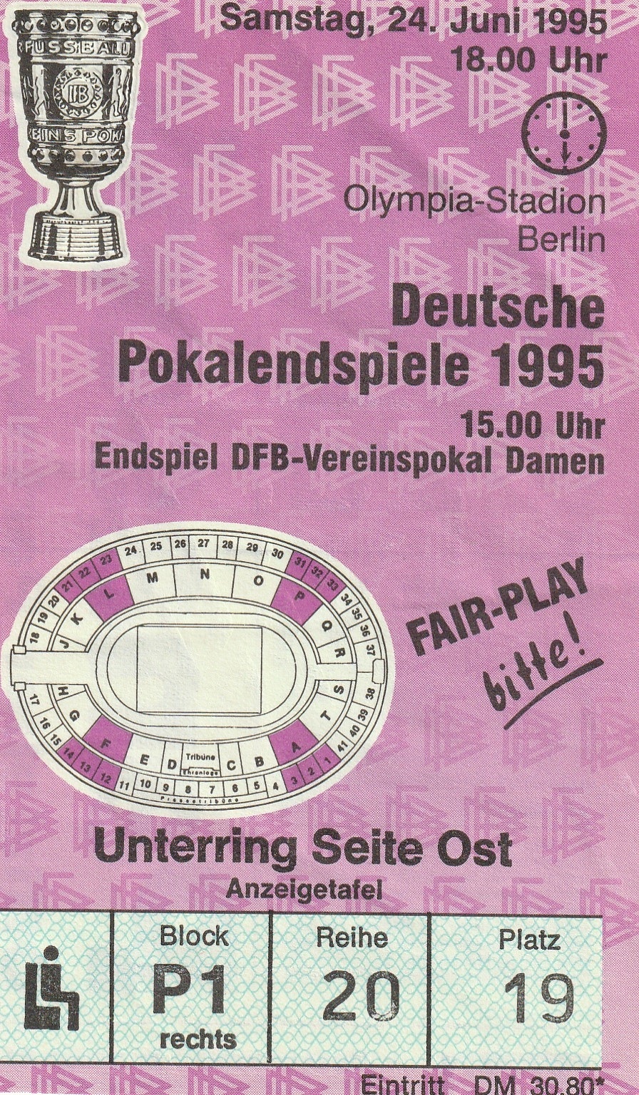 Ticket Pokalfinale 1995 Gladbach Wolfsburg